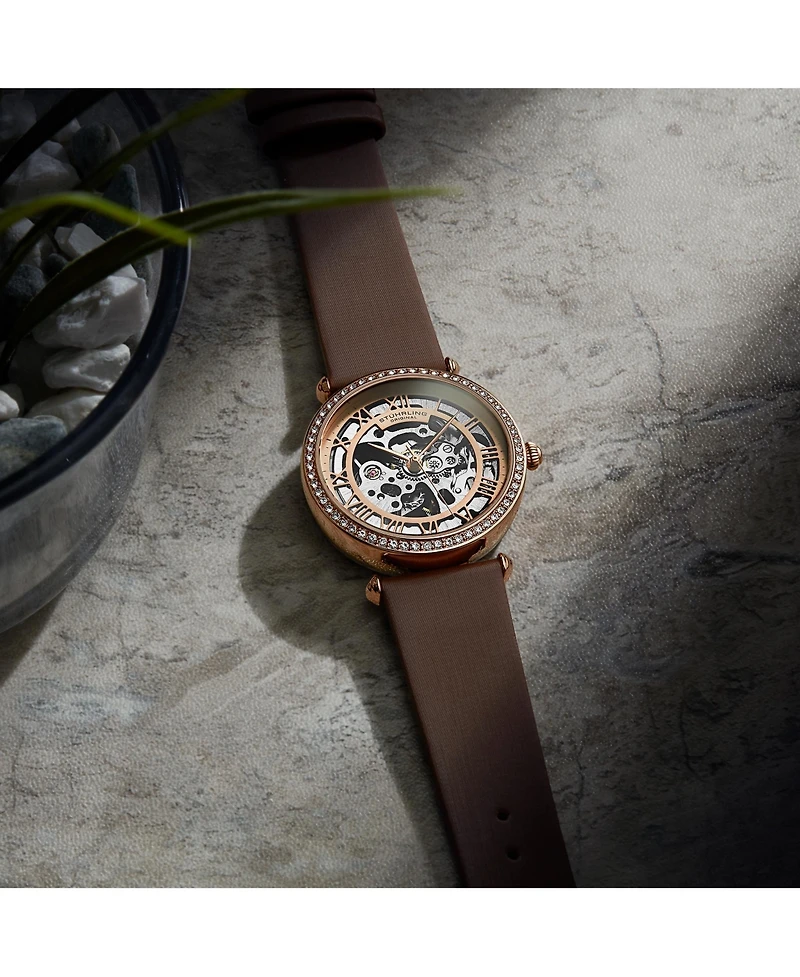 Stuhrling Women's Legacy Leather , Two-Tone Rose-Gold Dial