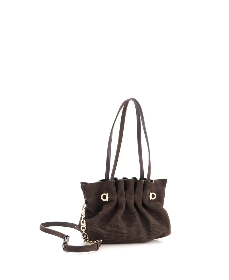 Pre-Owned Salvatore Ferragamo Small Piercing Shoulder Bag Suede