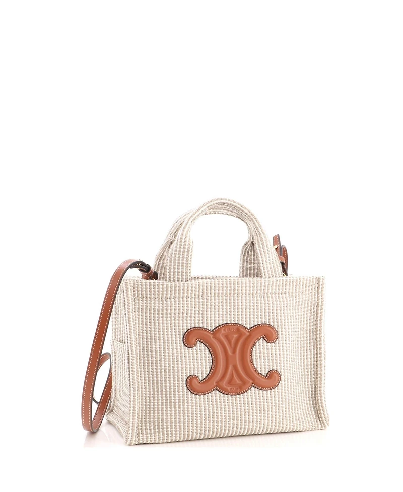 Pre-Owned Celine Small Cabas Thais Tote Triomphe Striped Canvas
