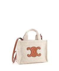 Pre-Owned Celine Small Cabas Thais Tote Triomphe Striped Canvas