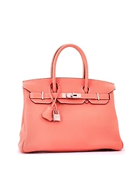 Pre-Owned Hermes Birkin 30 Handbag Pink Clemence with Palladium Hardware