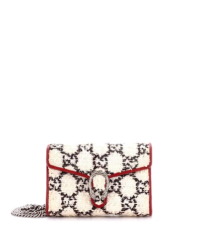 Pre-Owned Gucci Small Dionysus Chain Wallet Gg Tweed