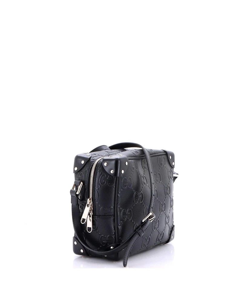 Pre-Owned Gucci Square Shoulder Bag Gg Embossed Perforated Leather