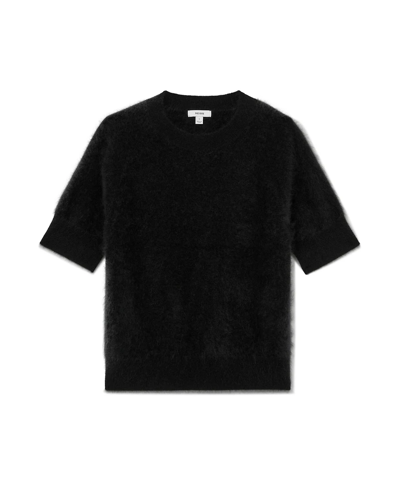 Reiss Women's Julia 100% Brushed Cashmere Short-Sleeve Top