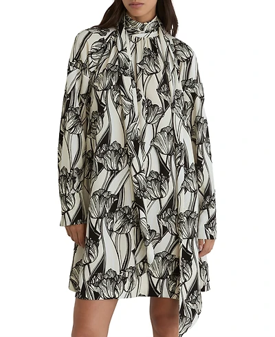 Reiss Women's Alwen Floral-Print High-Neck Swing Mini Dress