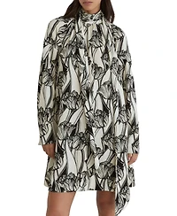Reiss Women's Alwen Floral-Print High-Neck Swing Mini Dress