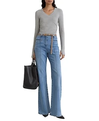 Reiss Women's Sandrine Cotton-Stretch V-Neck Ruched Top