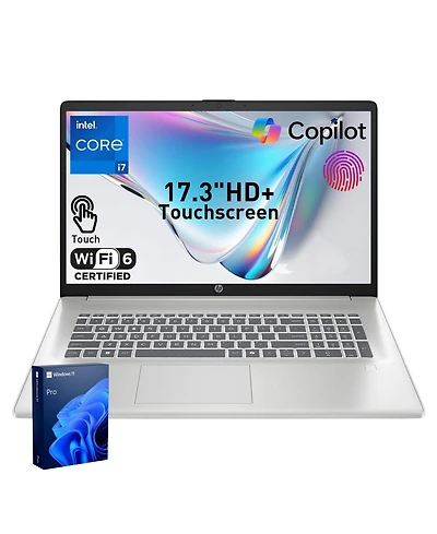 Hp Essential 17.3" Hd+ Touchscreen Laptop, Intel Core i7-1355U, Intel Uhd Graphics, 16GB Ram, 1TB Ssd, Wi-Fi 6, Windows 11 Pro, Silver