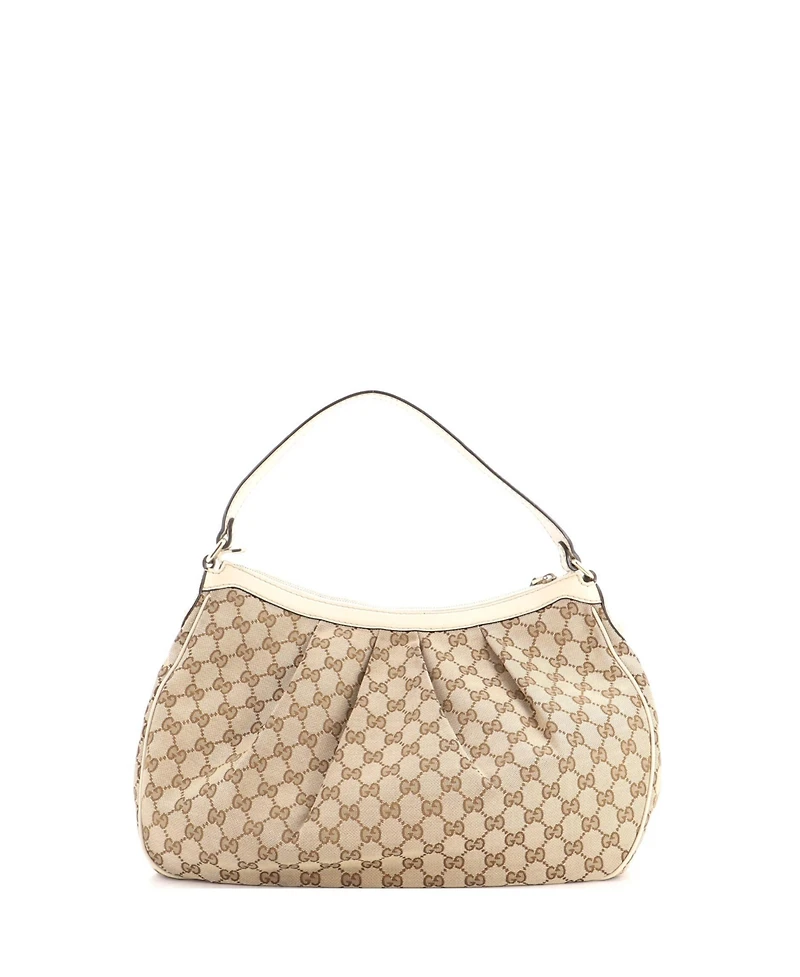 Pre-Owned Gucci Medium Sukey Hobo Gg Canvas with Leather