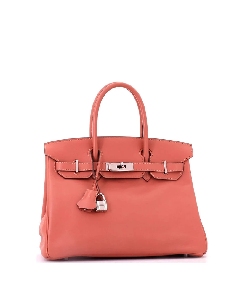 Pre-Owned Hermes Birkin 30 Handbag Pink Swift with Palladium Hardware