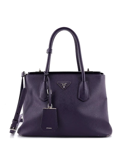 Pre-Owned Prada Small Turnlock Cuir Twin Tote Saffiano Leather