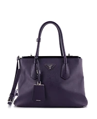Pre-Owned Prada Small Turnlock Cuir Twin Tote Saffiano Leather