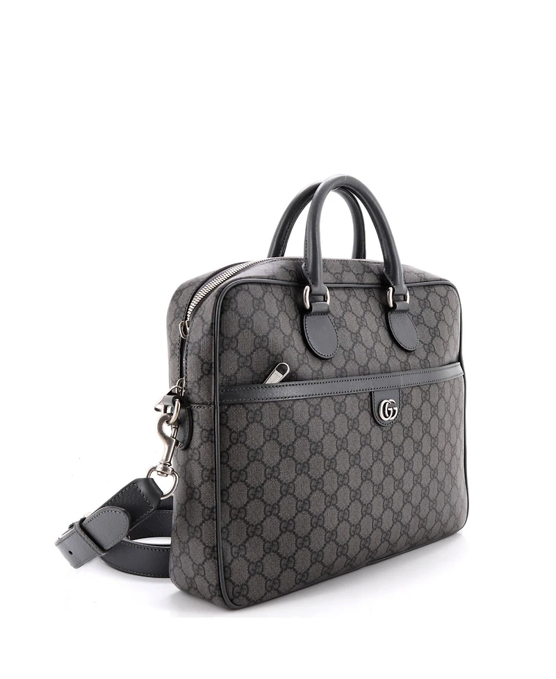 Pre-Owned Gucci Medium Ophidia Zip Around Pocket Briefcase Gg Coated Canvas