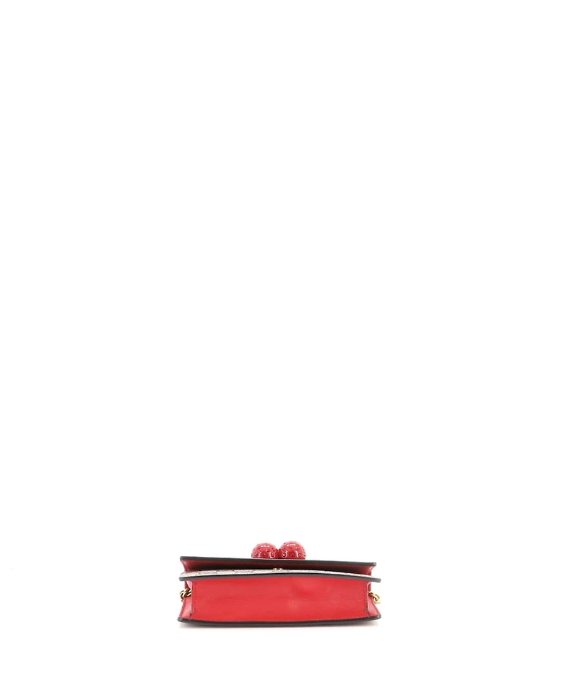 Pre-Owned Gucci Mini Cherries Wallet on Chain Gg Coated Canvas
