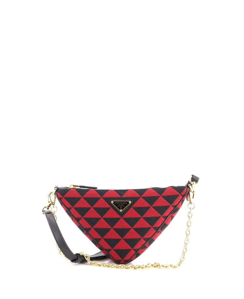 Pre-Owned Prada Mini Symbole Triangle Bag Leather and Jacquard