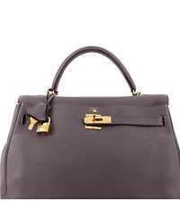 Pre-Owned Hermes Kelly 32 Handbag Grey Togo with Gold Hardware