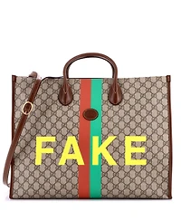 Pre-Owned Gucci Large Fake/Not Convertible Open Tote Printed Gg Coated Canvas