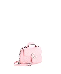 Pre-Owned Gucci Mini Gg Marmont Top Handle Flap Bag Matelasse Leather