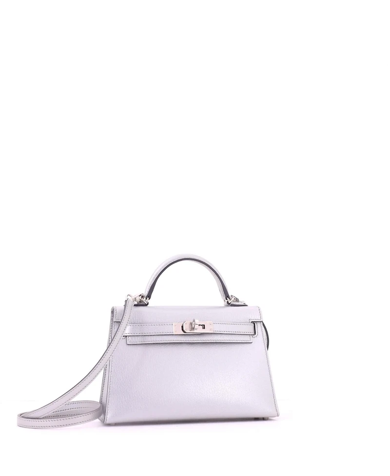 Pre-Owned Hermes Kelly 20 Handbag Metallic Chevre Chamkilight with Palladium Hardware