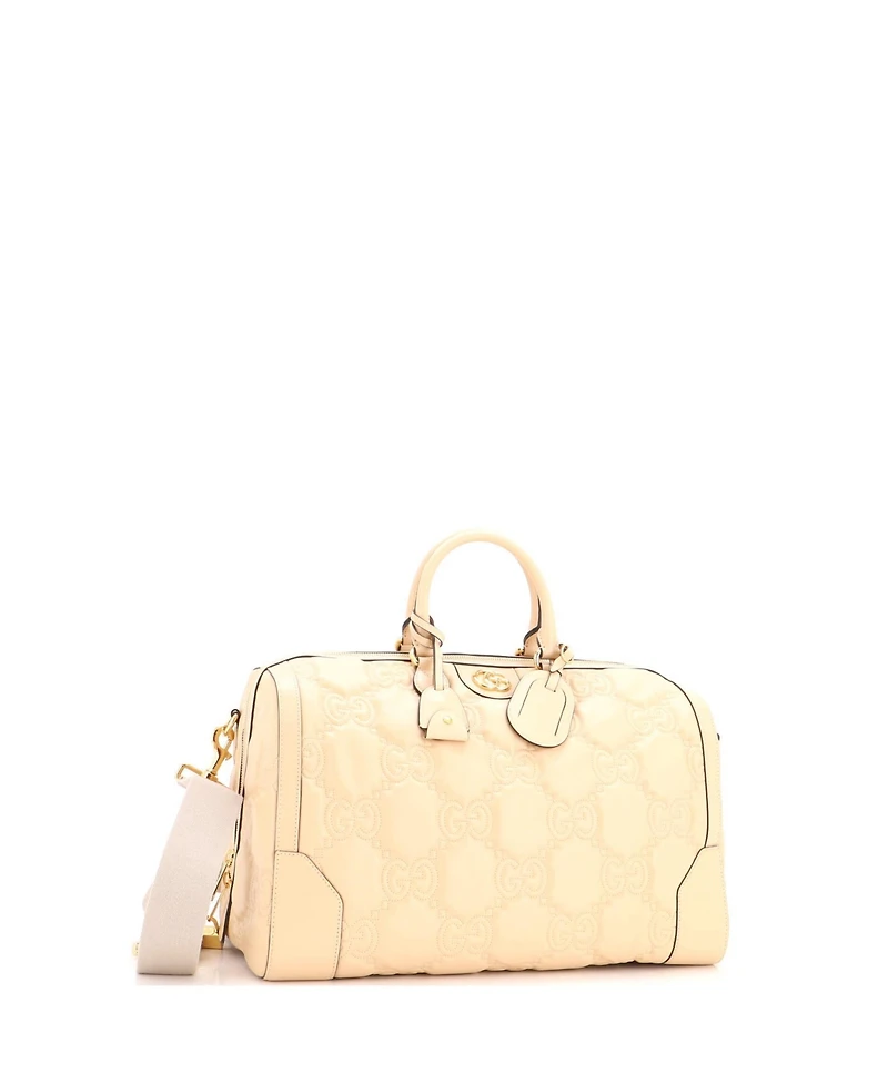 Pre-Owned Gucci Medium Convertible Boston Top Handle Bag Gg Matelasse Leather