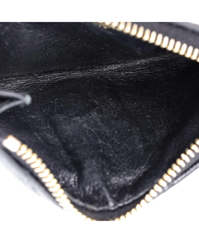 Pre-Owned Saint Laurent Monogram Fragments Zip Card Holder Matelasse Chevron Leather