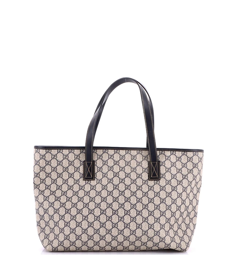Pre-Owned Gucci Medium Plus Tote Gg Coated Canvas with Leather