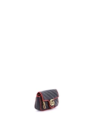 Pre-Owned Gucci Super Mini Gg Marmont Flap Bag Diagonal Quilted Leather