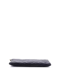 Pre-Owned Saint Laurent Medium Classic Monogram Wristlet Pouch Matelasse Chevron Leather