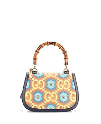 Pre-Owned Gucci Medium Bamboo 1947 Top Handle Bag Kaleidoscope Print Gg Coated Canvas