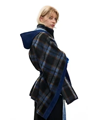 Desigual Women's Plaid denim poncho