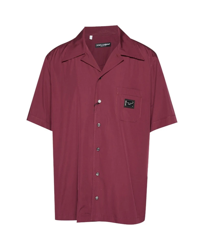 Pre-Owned Dolce & Gabbana Men's Burgundy Cotton Bowling Shirt