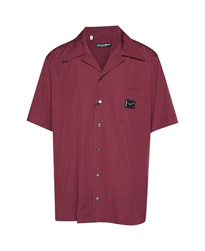 Pre-Owned Dolce & Gabbana Men's Burgundy Cotton Bowling Shirt