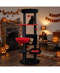 Gymax Gothic Cat Tree for Indoor Cats 60 Inch Cat Tower With Plush Perch Condo Hammock
