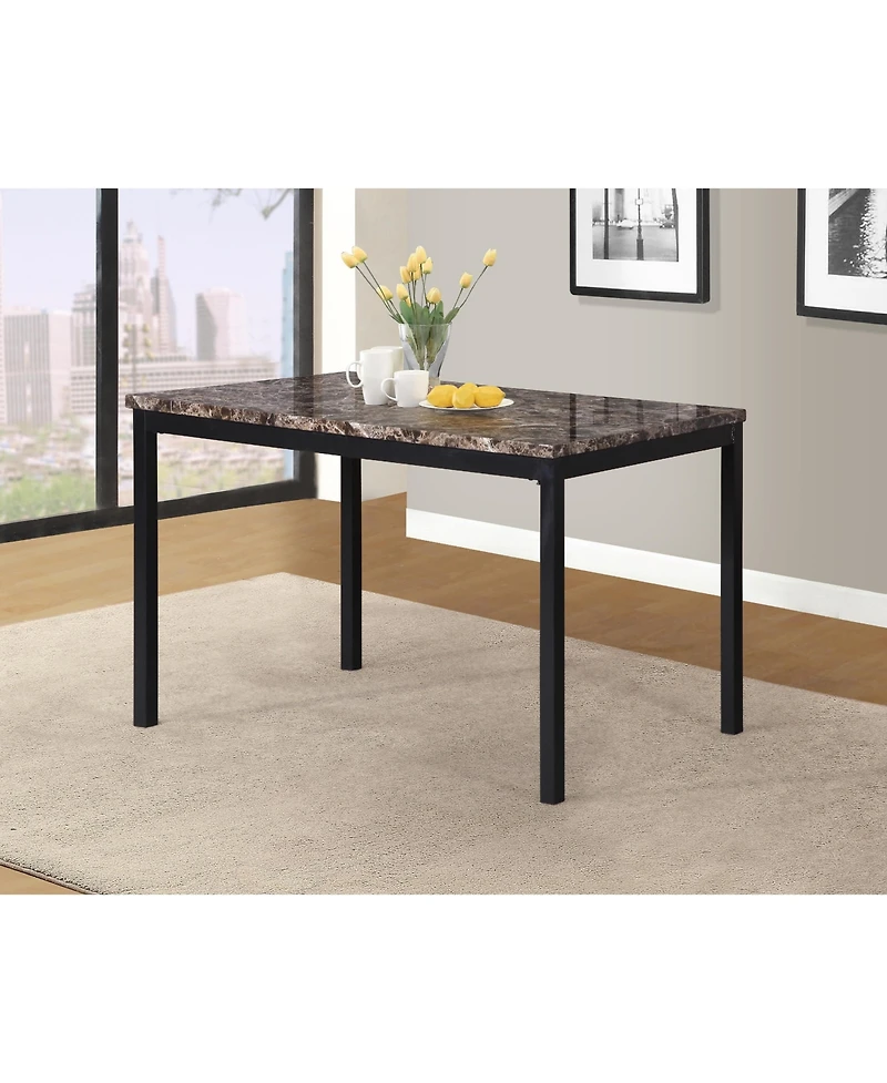 Flynama 5-Piece Metal Dining Set, Laminated Faux Marble Top Table and 4 Faux Leather Chairs