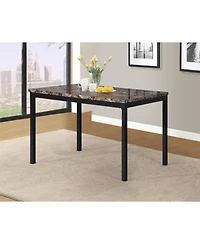 Flynama 5-Piece Metal Dining Set, Laminated Faux Marble Top Table and 4 Faux Leather Chairs