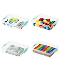 SpaceAid 4 Pack Stackable Storage Bins with Lids, 6 Qt Clear Containers for Home Office and School Supplies, variant