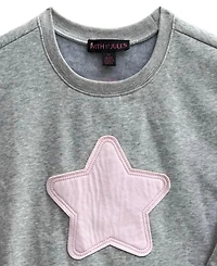 With Jules Girls' 4-16 Crew Neck W Stars Long-Sleeve Star-Patch Sweatshirt