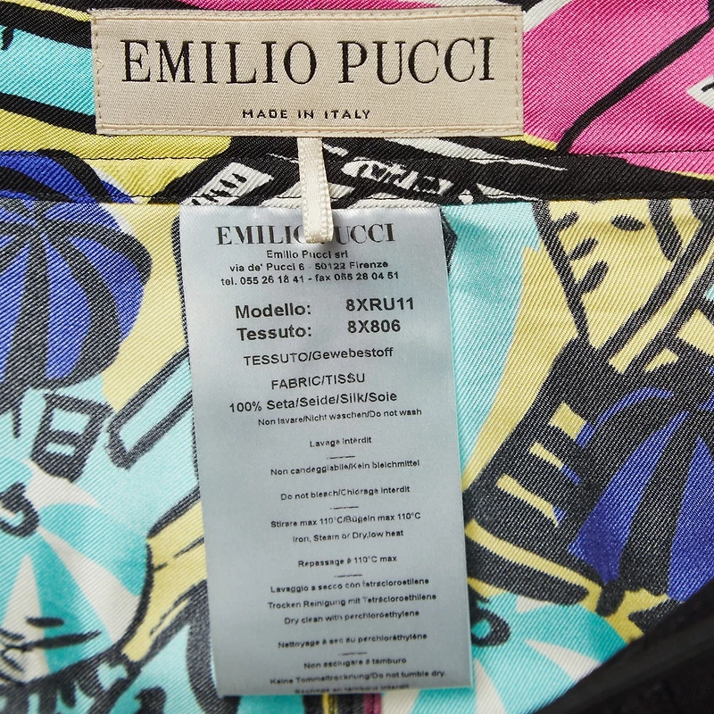 Pre-Owned Emilio Pucci Women's Printed Silk Mid-Rise Shorts, 7" Inseam