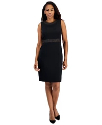 Kasper Petite Sleeveless Contrasting-Waistband Sheath Dress
