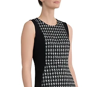 Kasper Women's Combo Princess Seam Sheath Houndstooth Dress
