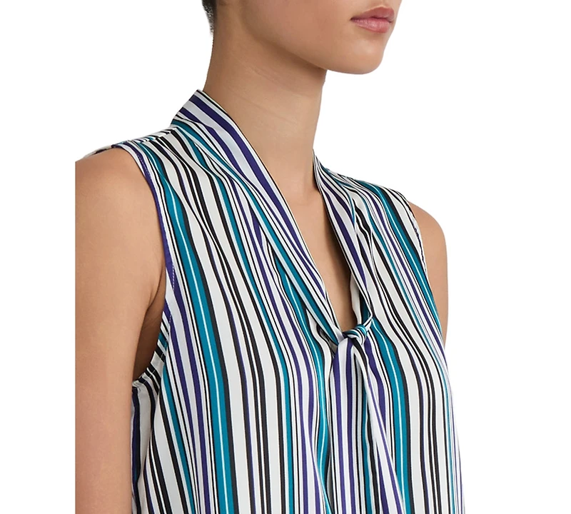 Kasper Women's Printed Tie-Neck Sleeveless Blouse