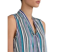 Kasper Women's Printed Tie-Neck Sleeveless Blouse