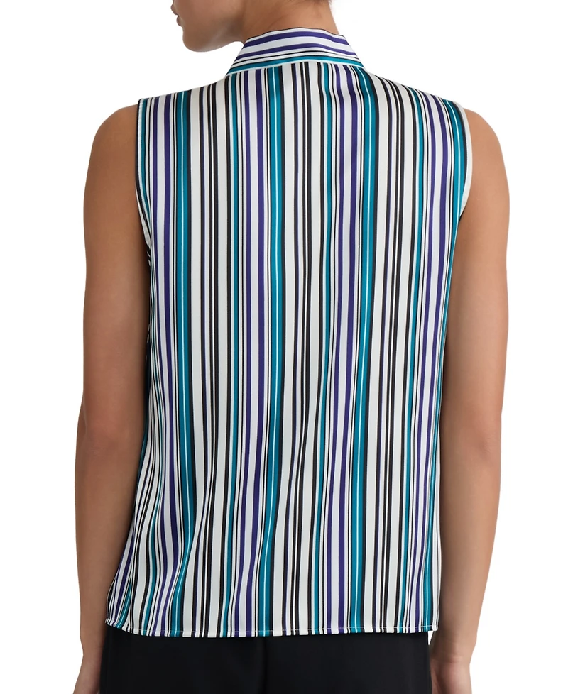 Kasper Women's Printed Tie-Neck Sleeveless Blouse