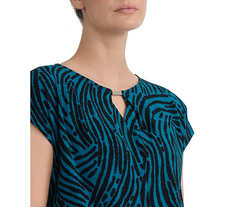 Kasper Women's Printed Diamond-Neck Blouse