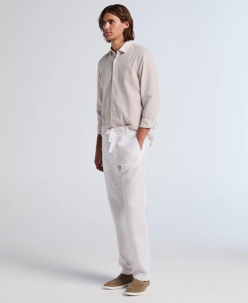 Perry Ellis Men's Regular-Fit 100% Linen Drawstring Pants