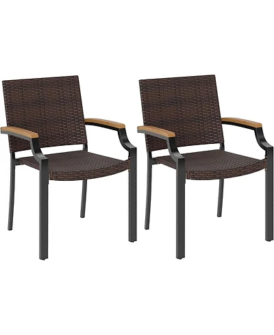 Cushry Patio Wicker Dining Chairs Set of 2