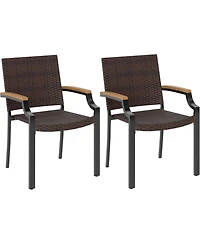 Cushry Patio Wicker Dining Chairs Set of 2