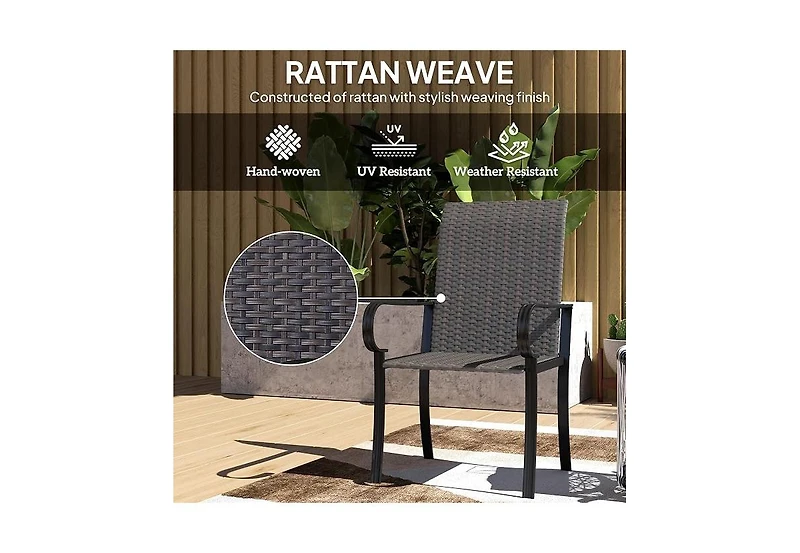 Cushry Set of 2 Outdoor Wicker Dining Chairs