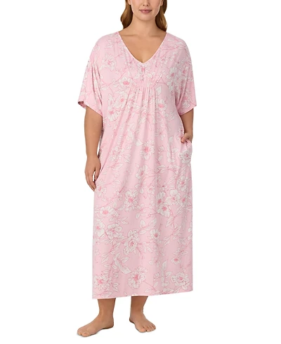 Ellen Tracy Plus V-Neck Long Jersey-Knit Tunic Nightgown