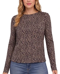 Liverpool Los Angeles Petite Jewel Neck Long-Sleeve T-Shirt